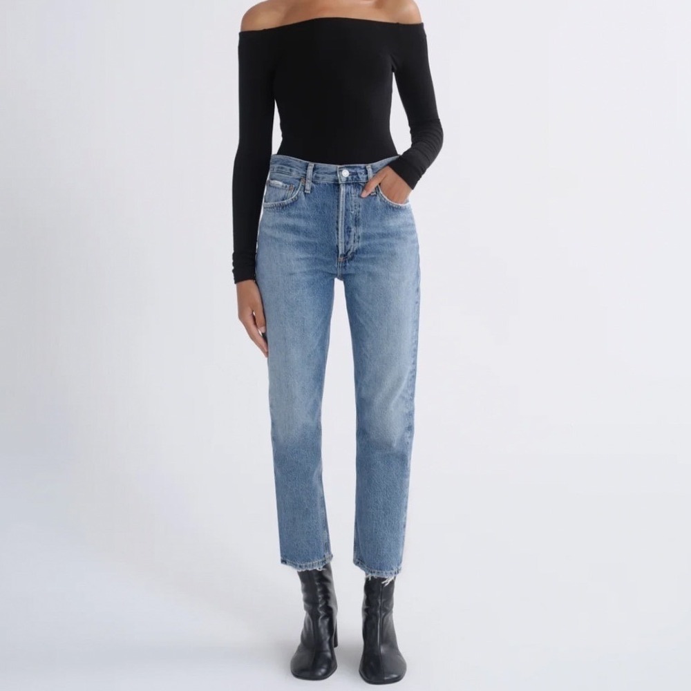 AGOLDE Riley High Rise Straight Crop Jeans Blue Wash A056B-1370 Size 27